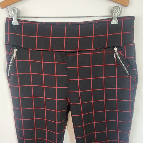 Shosho Black Red Stripes Stretch Skinny Pull-on Pants Size 1X - Picture 2 of 5